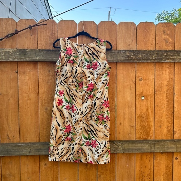 Dress barn animal print floral y2k dress size 10 fall summer cheetah leopard - Picture 6 of 6